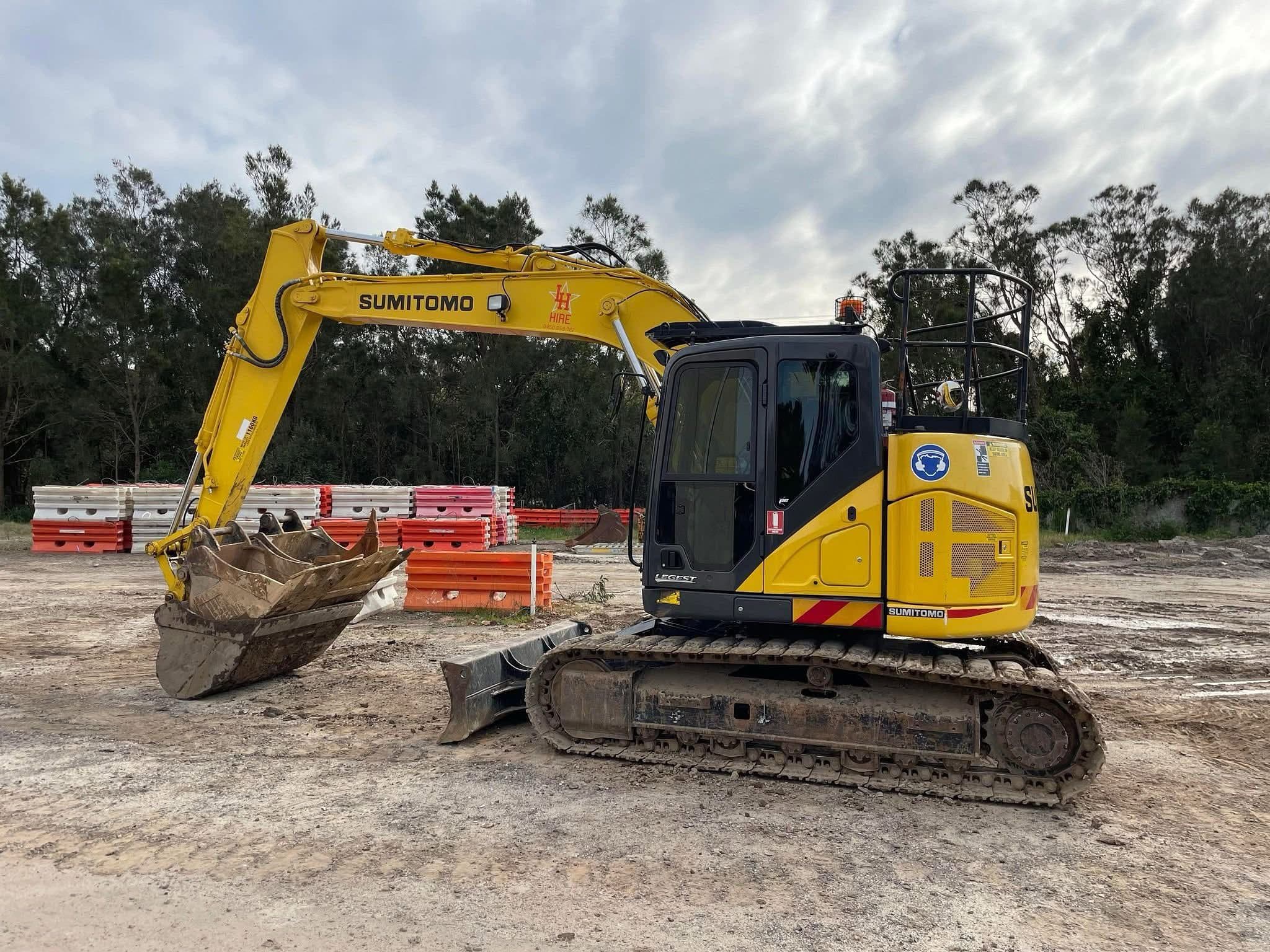 Sumitomo excavator on site — a used machine bought private sale