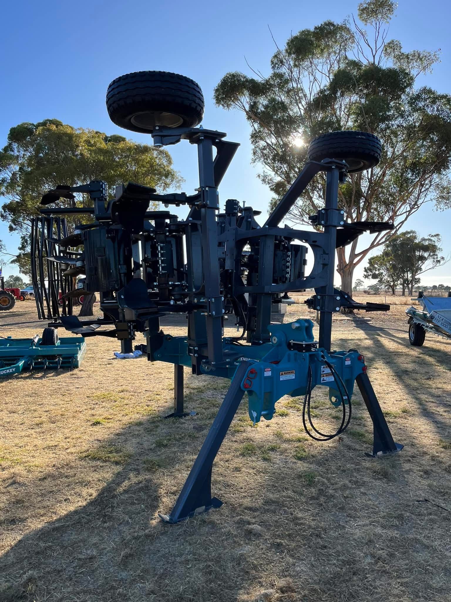 Tillage implement on display — documents in