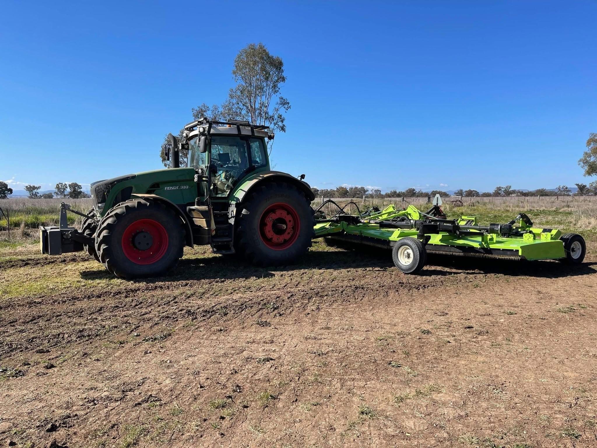 Fendt tractor with a slasher in a paddock — financed for a long-time ag client